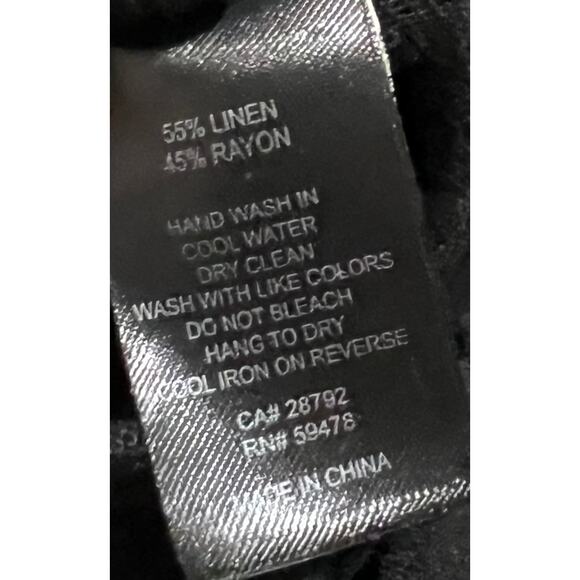 House of Harlow 1960 Pants Black Cargo Linen Blend Women's 6 Straight Leg - Picture 7 of 7